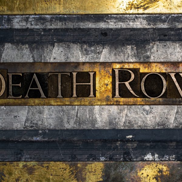 Death Row text on grunge lead with textured copper and gold background