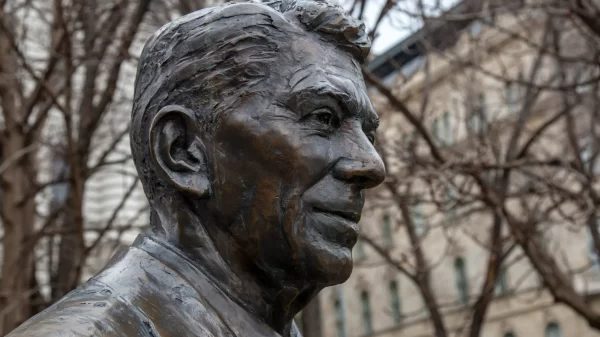 A statute of former President Ronald Reagan.