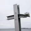 9/11 Memorial In Breezy Point New YorkCross at the 9/11 memorial in Breezy Point New York. Cross is from steel from the World Trade Center.