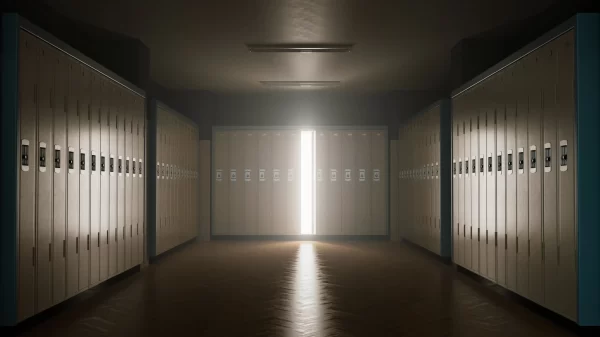 Illuminated Open Locker in Locker Room