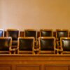 jury box with twelve chairs at the old courthouse